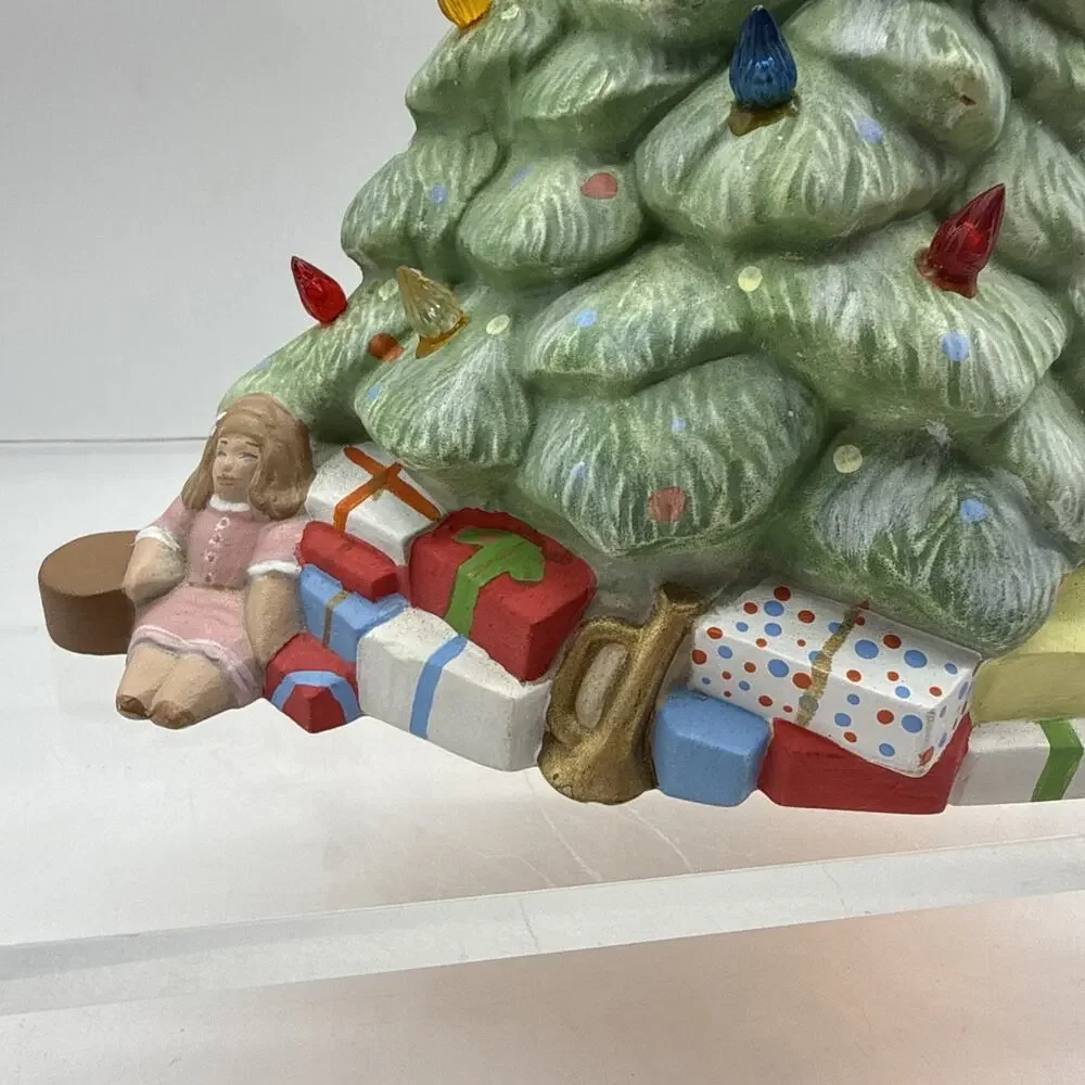 Ceramic Christmas Tree - Presents, Teddy, Doll Below Tree - Read